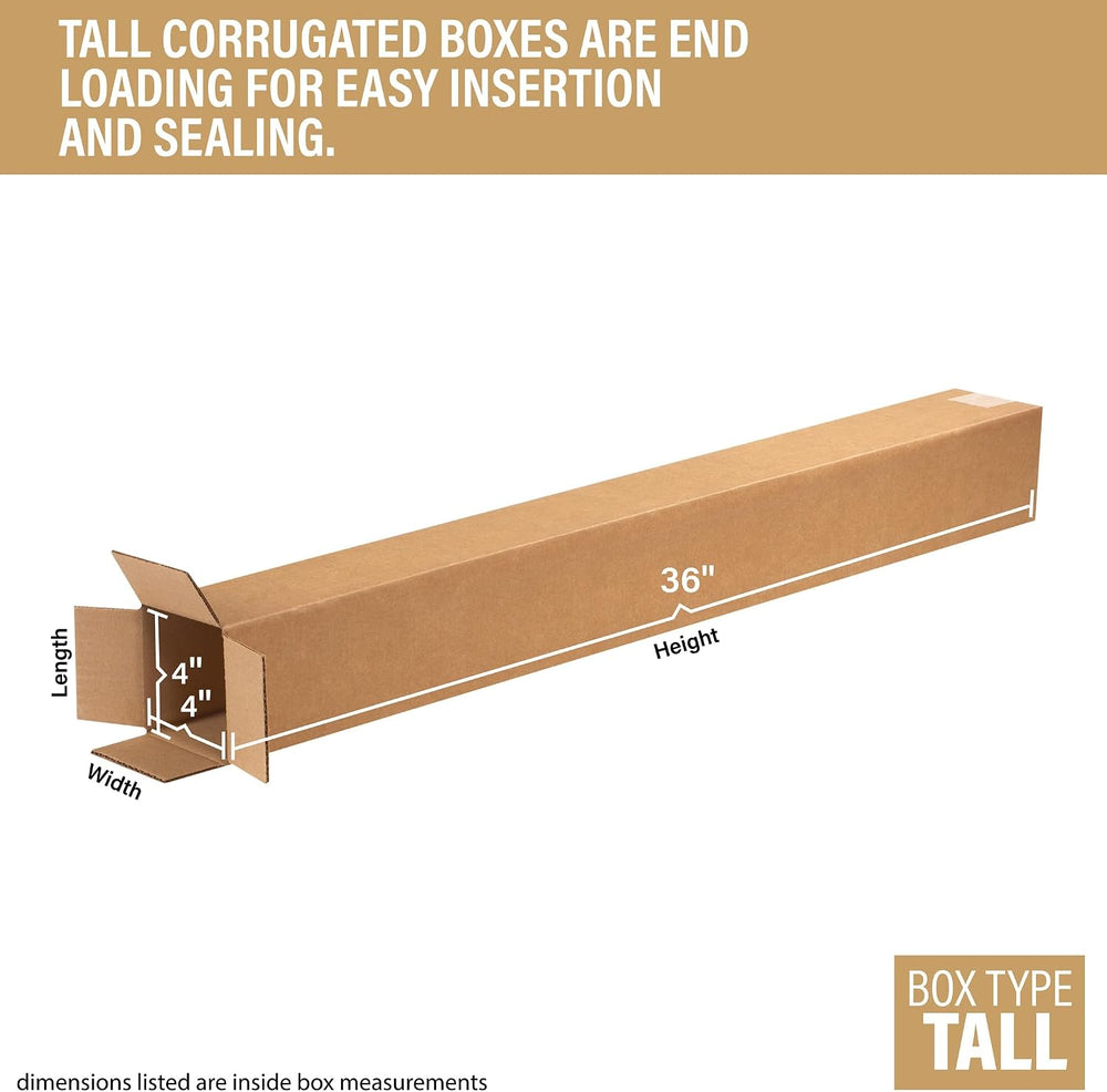 Bundle Of 25 Basic Corrugated Shipping Boxes (4 x 4 x 36")