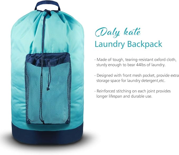 Dalykate Laundry Backpack with Shoulder Straps and Mesh Pocket Durable Nylon - Image 5