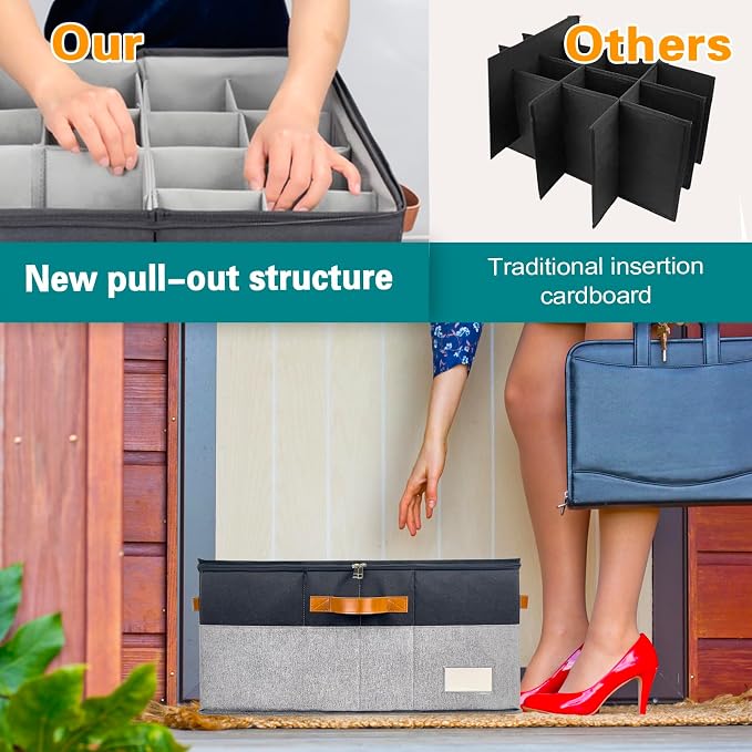 Shoe Organizer for Closet, Foldable Shoe Storage Bins - Image 3