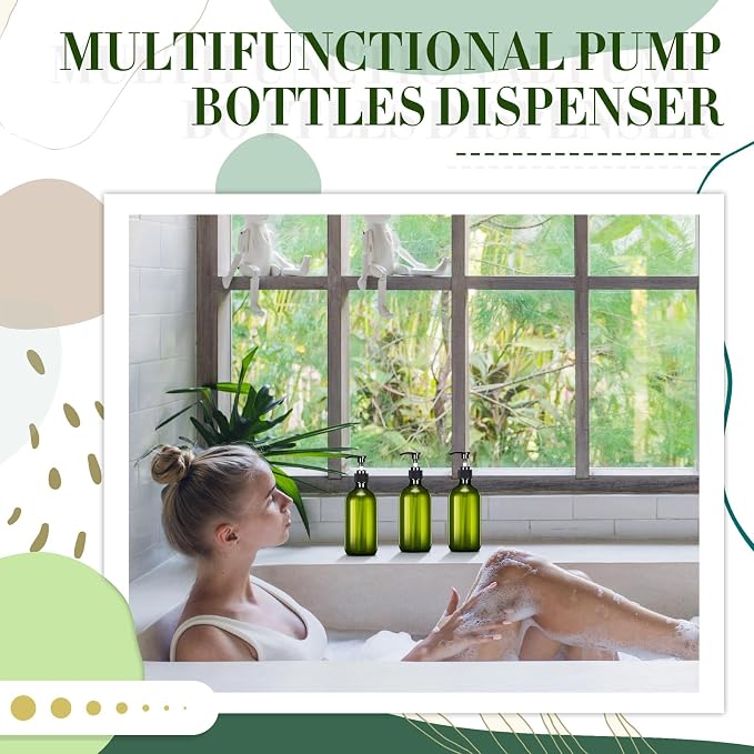 Tessco for you 12 Pack Green Soap Dispenser Empty Plastic Pump Bottles - Image 7