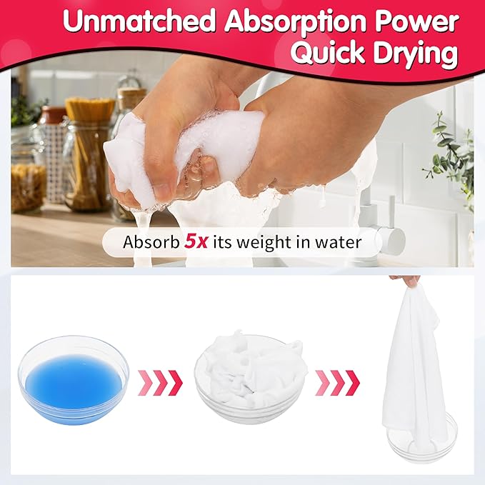 FIXSMITH White Microfiber Cleaning Cloth -Pack of 12, Highly Absorbent Cleaning - Image 6