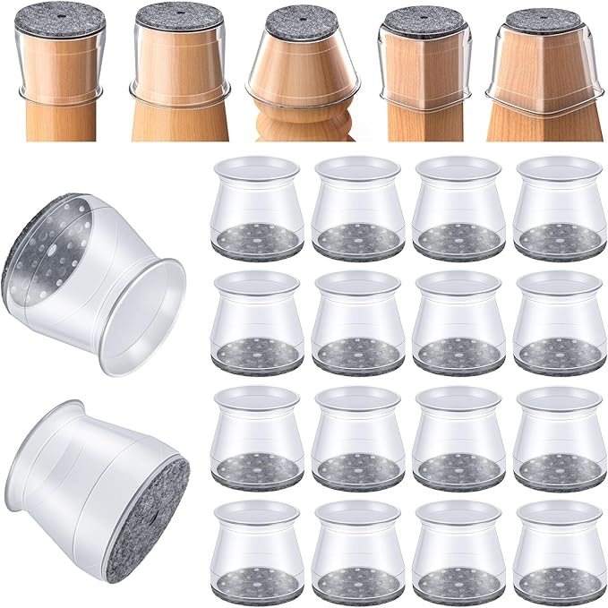 16 Pcs Chair Leg Protectors for Hardwood Floors, Silicone Felt Furniture Leg by OASMU