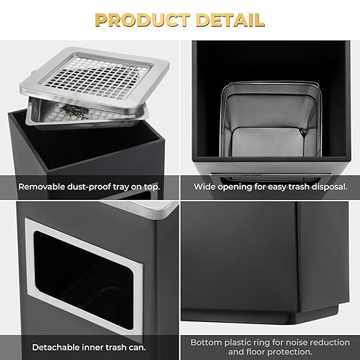 Trash Can Outdoor Waste Container Square Stainless Steel Trash Can - Image 5