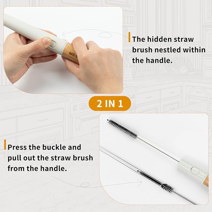MR.SIGA Water Bottle Brush and Straw Cleaner Brush, Long Handle Bottle Cleaner - Image 6