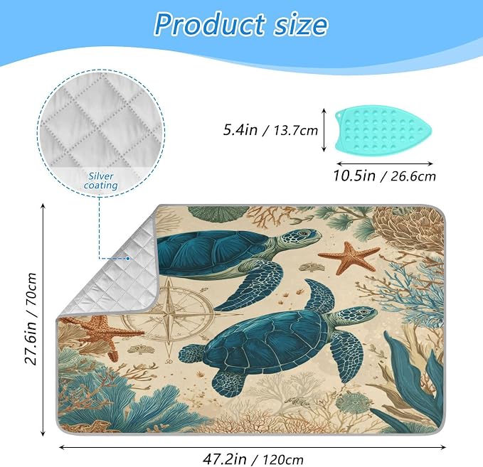 Sea Turtle Corals Starfish Ironing Mat - Image 2