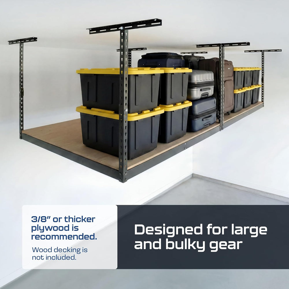 MonsterRax 4x8 Overhead Storage Rack Frame Kit, Hammertone, 24”-45” Height