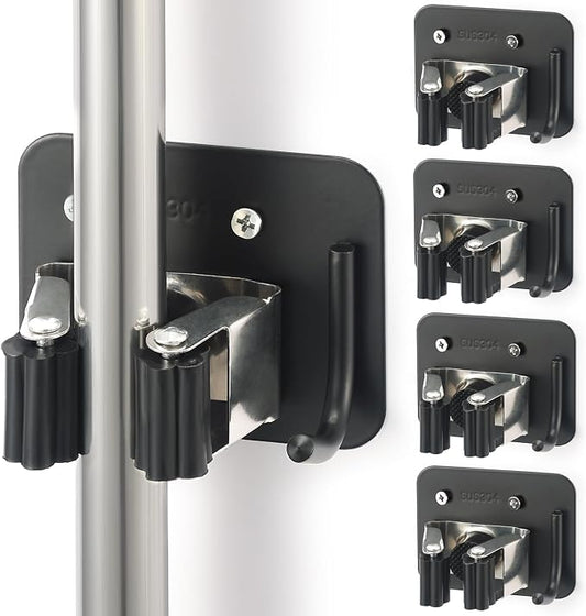 Broom Holder Wall Mount Screw Drilling, Sturdy Heavy Duty Stainless Steel Mop by Unknown