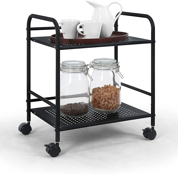 SunnyPoint 2-Tier Metal Rolling Utility Cart – Mobile Storage Shelf by SunnyPoint