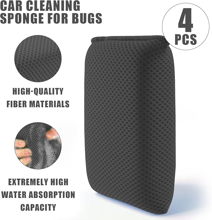 4 PCS Bug Scrubber Sponge Car, Bug Remover Wash Sponge，Car Cleaning Sponge - Image 4