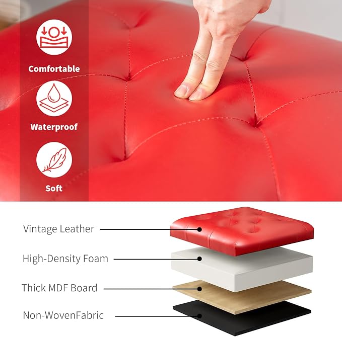 Joveco Leather Storage Ottoman - Image 6