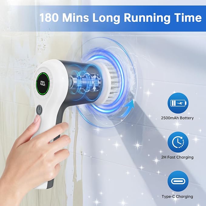 Electric Spin Scrubber, Cordless Shower Scrubber - Image 2