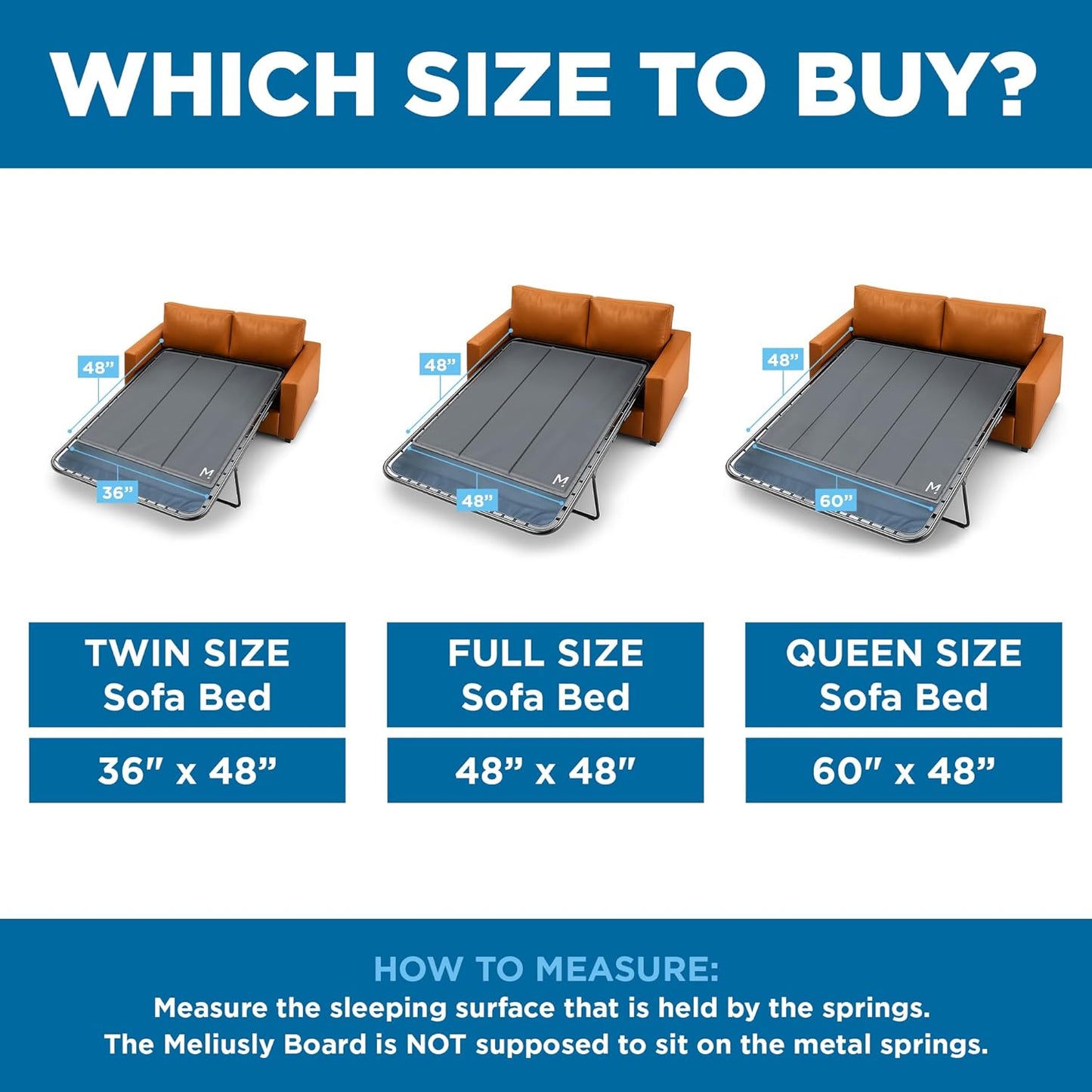 Meliusly Sleeper Sofa Support Board Queen Size (60x48) Heavy Duty Wood Sofa Bed Board for Pull Out Couch, Foldable Mattress Support Under Mattress Bar Shield, Sofa Bed Support, Folding Bed Board