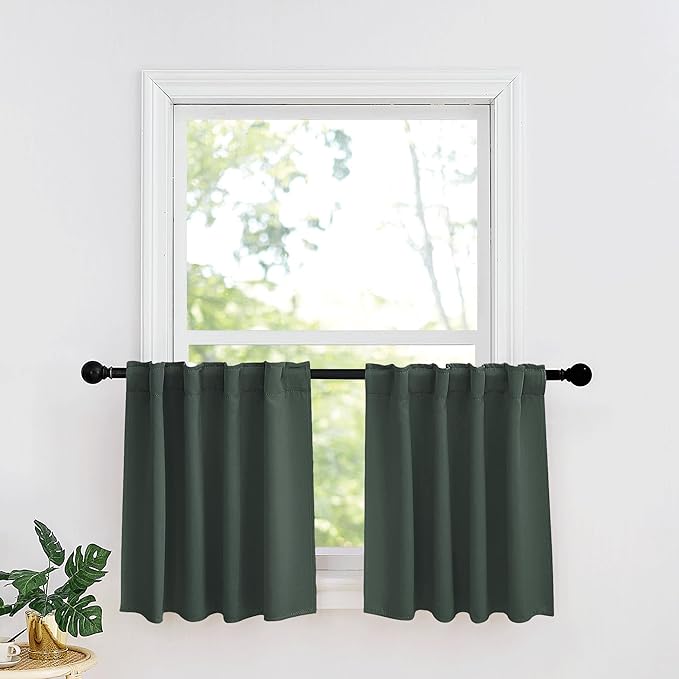 RYB HOME Dark Green Small Blackout Window Curtains by RYBHOME
