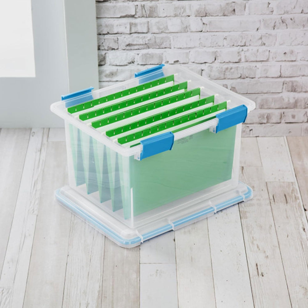 Sterilite Gasket Storage Box with Lids for Home & Office, 32 Quart, 4-Pack