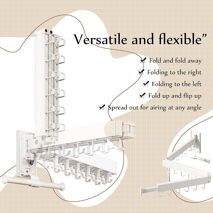 Wall Mounted Collapsible Clothes Drying Rack, Space-Saving Laundry Drying Rack - Image 7