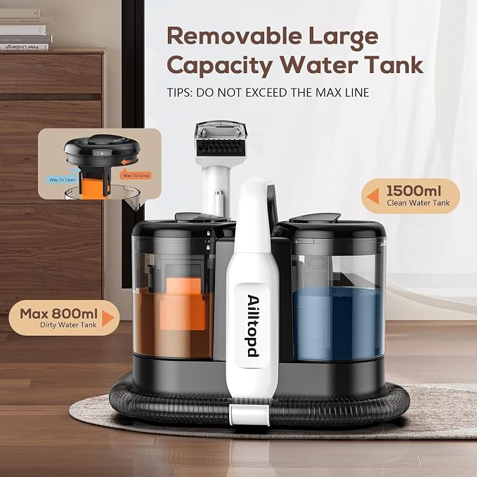 Upholstery Cleaner Machine, Portable Carpet & 15Kpa Upholstery Spot Cleaner - Image 5