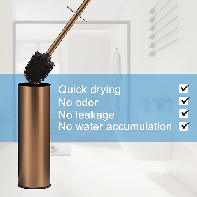 BGL Rose Gold Toilet Brush and Holder, Stainless Steel Toilet Brushes - Image 3