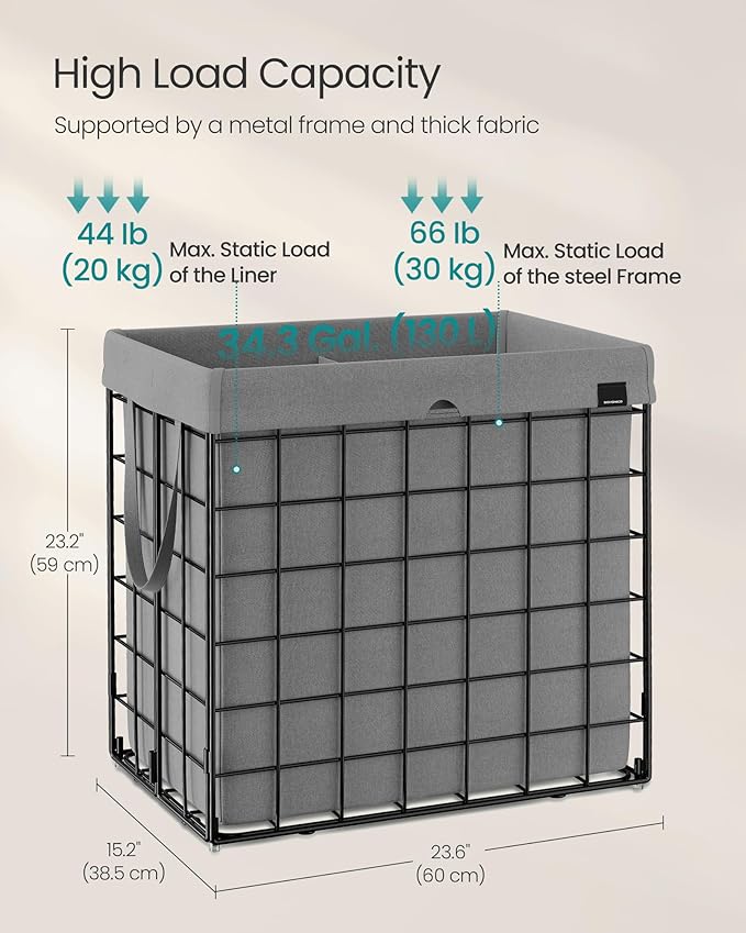 SONGMICS Laundry Hamper, 34.3 Gal. Laundry Basket, Collapsible Clothes Hamper - Image 5