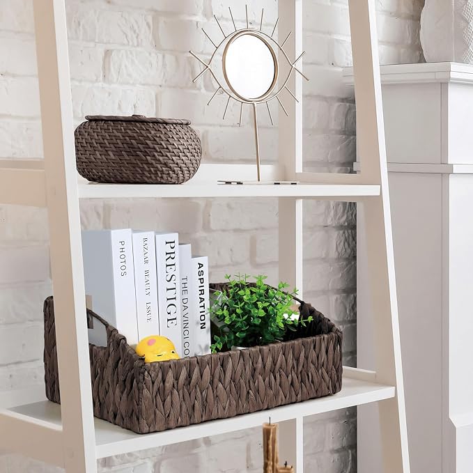 Ollieroo Natural Water Hyacinth Storage Baskets, Handwoven Wicker Storage Bins - Image 5