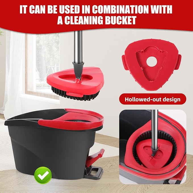 2 Pcs Full-Coverage Spin Mop Scrub Brush Head and 1 Mop Base Part Replacement - Image 6