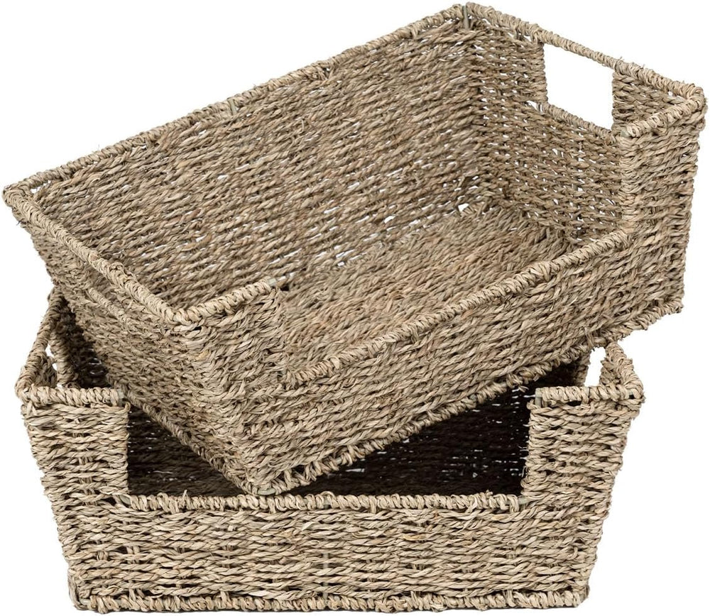 StorageWorks Pantry Baskets for Organizing, Storage Baskets, Seagrass