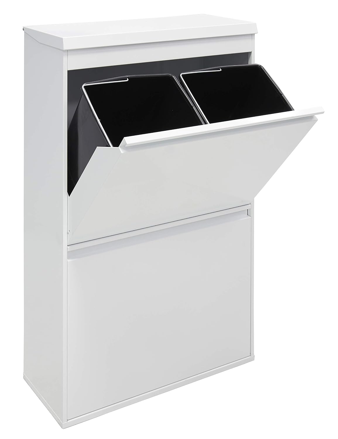 Arregui 4-Cube Steel Waste and Recycling Bin and Multi-Purpose Top Tray, White, 97.5 x 58.6 x 24.4 cm