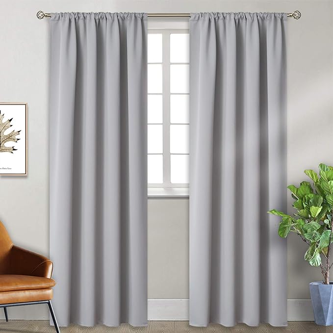 BGment Light Grey Blackout Curtains 90 Inches Length by BGment
