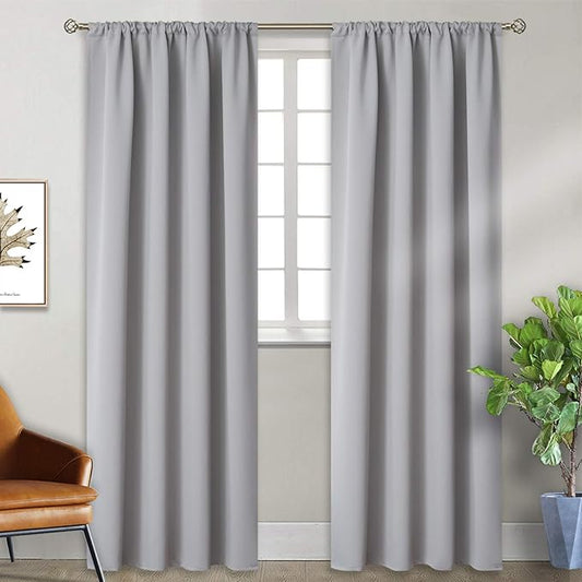 BGment Light Grey Blackout Curtains 90 Inches Length by BGment