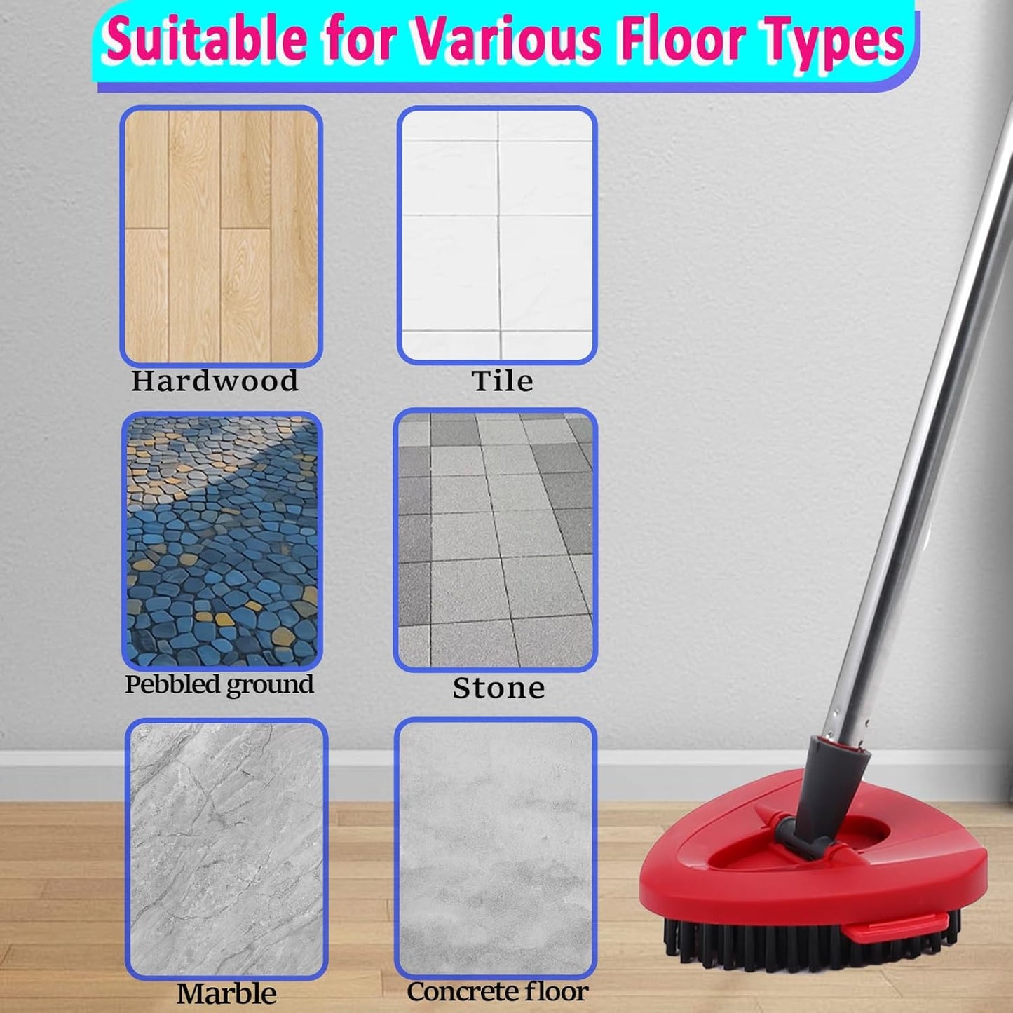 RinseClean Spin Mop Scrubber Replacement Scrub Brush Head Compatible with O Cedar RinseClean 2 Tank, Bathroom and Shower Floor Scrubber Cleaning Scrub Brush Spin Mop Base for Ocedar RinseClean