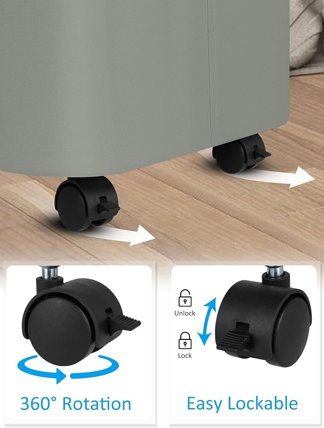 efluky Laundry Basket with Wheels, Tall Rolling Laundry Hamper with Lid and - Image 3
