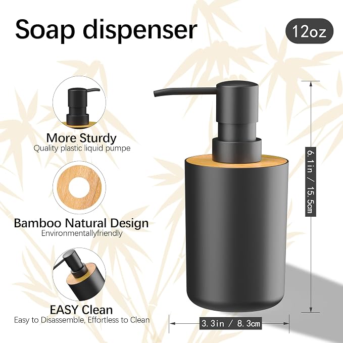 Soap Dispenser for Bathroom and Kitchen, 12oz Modern Minimalist Style Plastic - Image 7