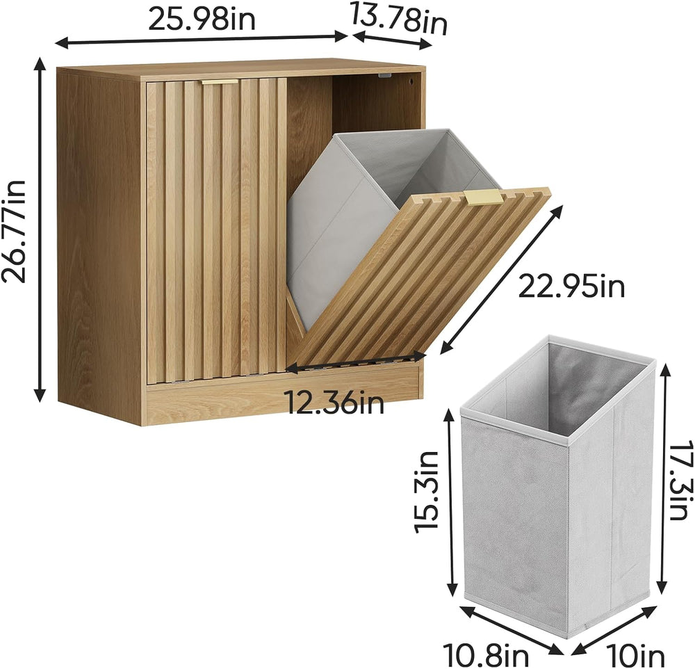 Smuxee Double Tilt Out Laundry Hamper Cabinet, Hidden Laundry Cabinet with Do...