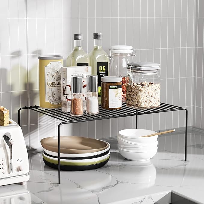 MediumBlack Cabinet Storage Shelf Rack Set of 6, Rustproof Metal Wire Kitchen - Image 2
