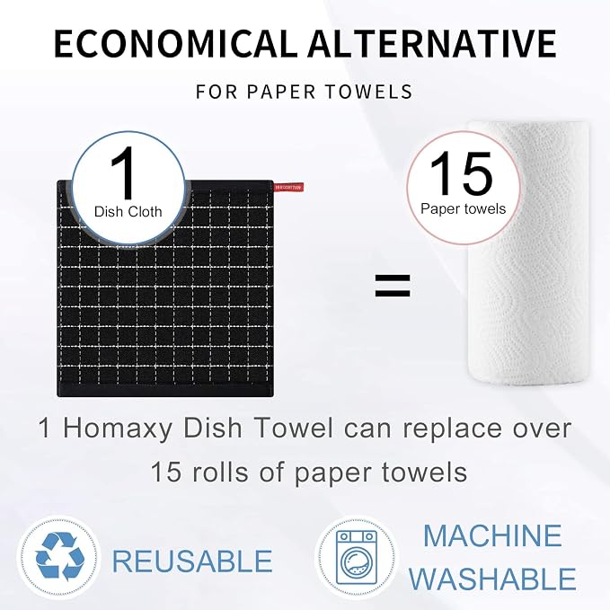 Homaxy 100% Cotton Terry Kitchen Dish Cloths, Ultra Soft and Absorbent Dish - Image 7