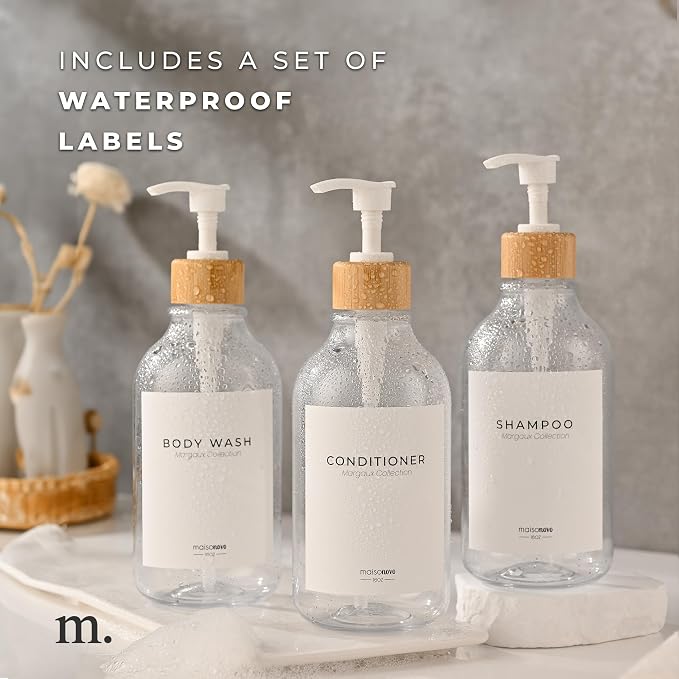 MaisoNovo Refillable Shampoo and Conditioner Bottles | 16.9 fl oz Set of 3 - Image 6