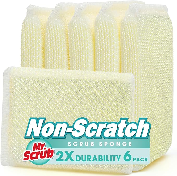 Sponges Kitchen Scrub Dish Sponge Scouring Pad, 6 Pads Cleaning Brush by MrScrubCleaninghelpers