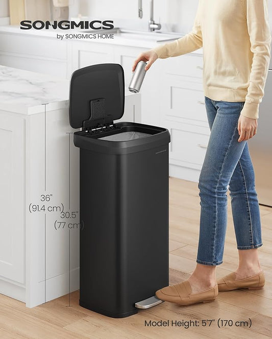 SONGMICS Kitchen Trash Can, 18-Gallon Stainless Steel Garbage Can, - Image 2