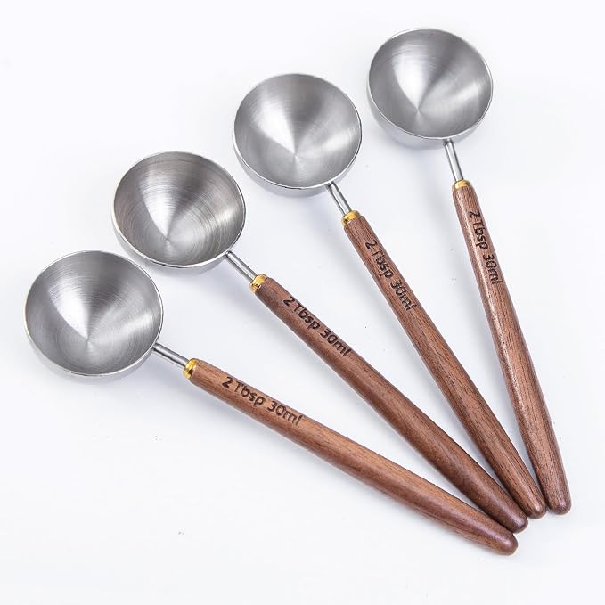 4PCS Wood Scoops for Jars Wooden Scoops for Canisters 2Tbsp Measuring Spoons by MediterraneanFoodExperience