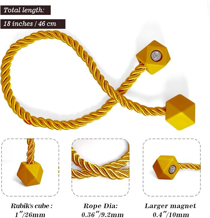 Hion Magnetic Curtain Tiebacks Golden 6 Pack, Curtain Tiebacks Buckles - Image 2