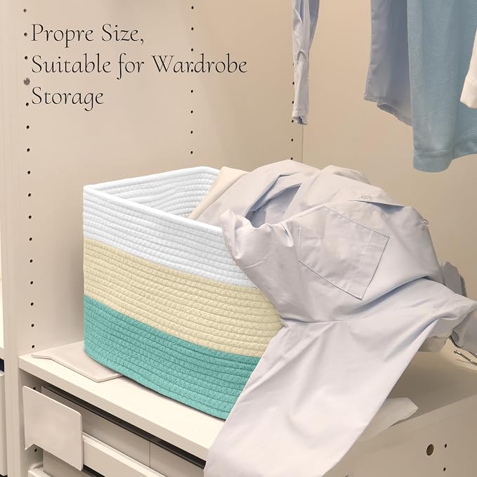 Hopegiver Woven Storage Baskets 15x11x10 Inch, 1 Pack Collapsible Cube Storage - Image 4