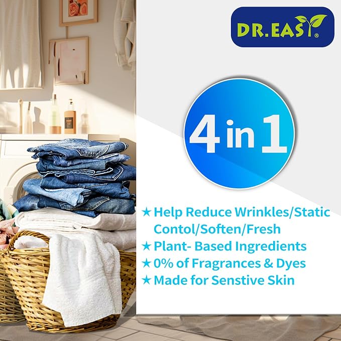 DR.EASY Dryer Sheets Plant Based Formula 252 Ct Fabric Softener sheets - Image 2
