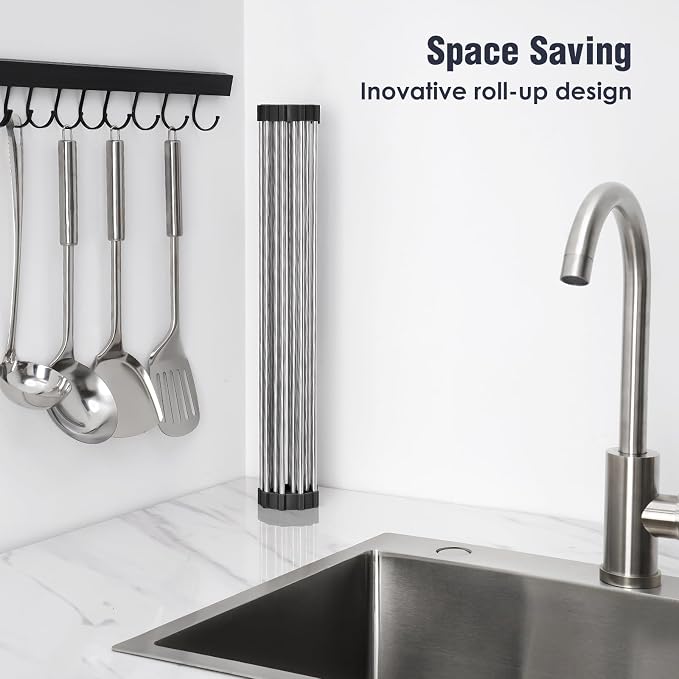 Tomorotec 17.7" x 12.5" Roll Up Dish Drying Rack Over Sink Drying Rack Sink - Image 3