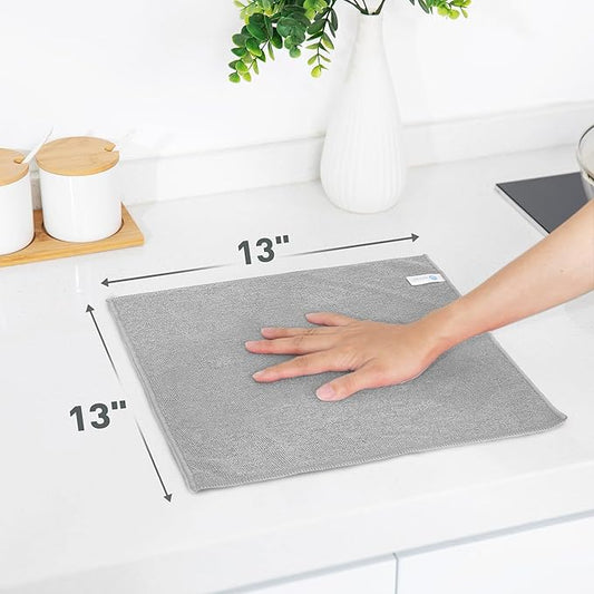 Gray Microfiber Cleaning Cloth 13"x13", Ultra Soft Absorbent Microfiber - Image 2
