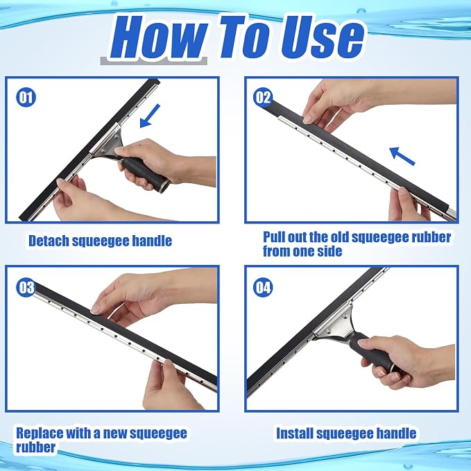 Frienda 50ft Squeegee Rubber Replacement Windows Silicone Blade Black Squeegee - Image 5