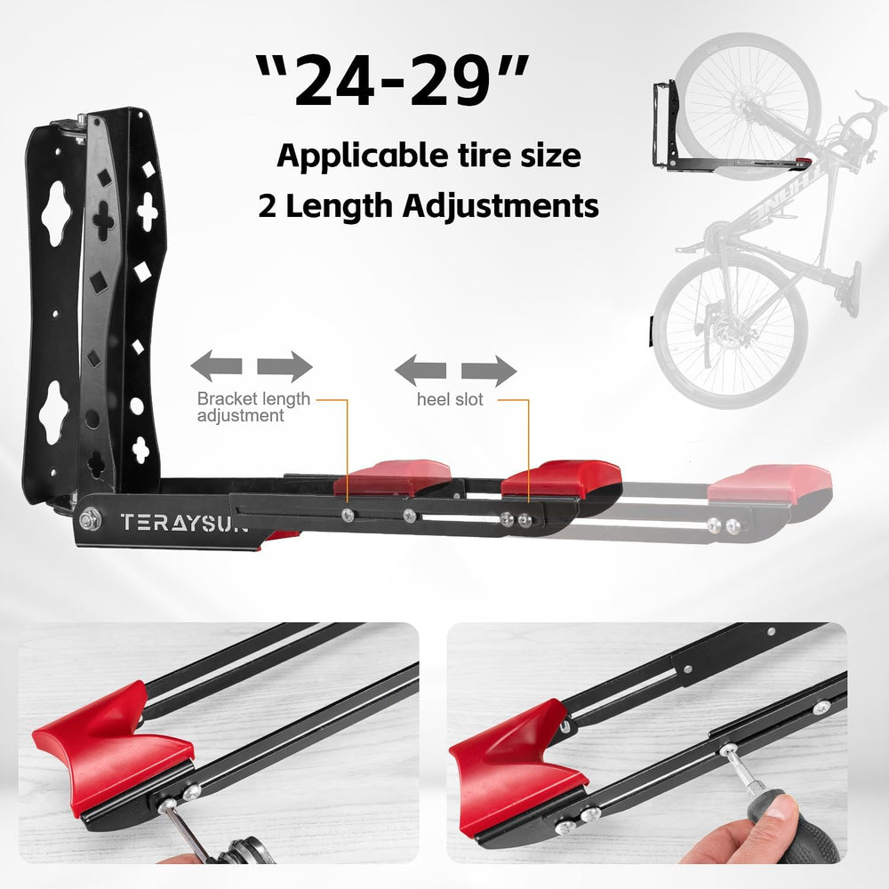 Swivel Bike Wall Mount Rack, Adjustable Vertical Bicycle Hanger for Garage St...