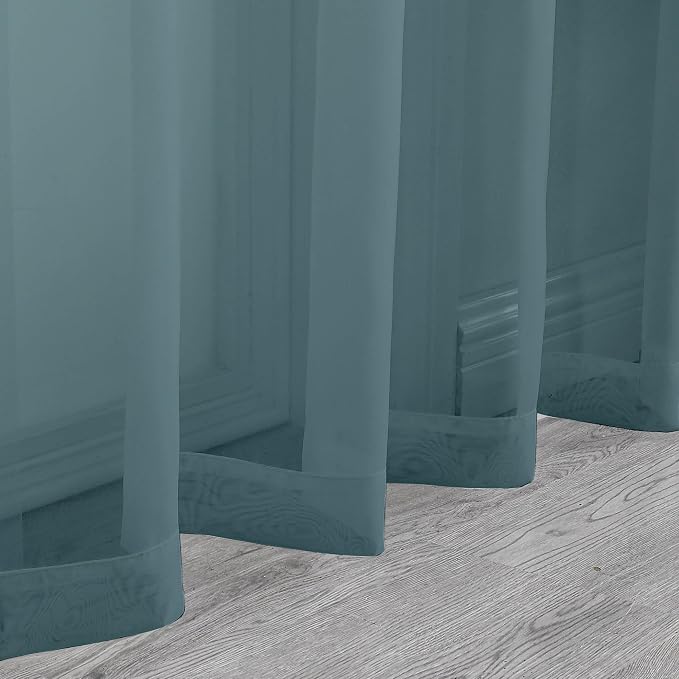 Chyhomenyc Dusty Blue Sheer Curtains 36 inch Length 2 Panels, Light Filtering - Image 9