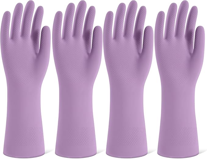 Rubber Cleaning Gloves for Dishwashing, 4 Pairs Reusable Kitchen Gloves for by Unknown