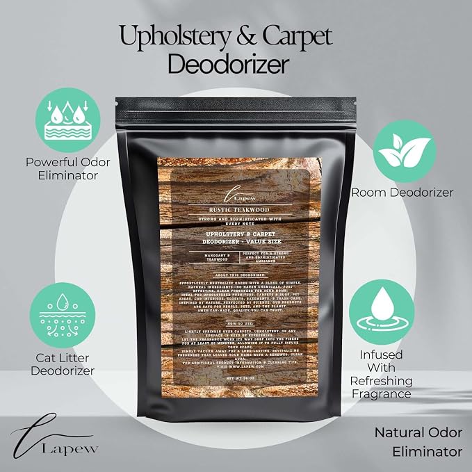 Rustic Teakwood Carpet Freshener Powder Refill 36 oz | Powerful Odor Eliminator - Image 3