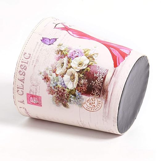 PU Leather Small Trash Can Wastebasket, Round Garbage Container Basket - Image 6