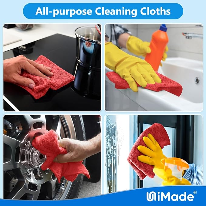 Shop Towels Rags, 50 Pack Reusable Shop Rags Bulk Microfiber Cleaning Cloth - Image 7